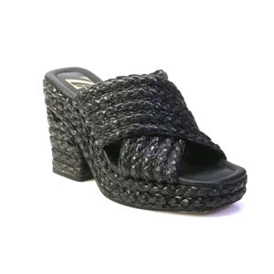 ZARA Black Raffia Sandals